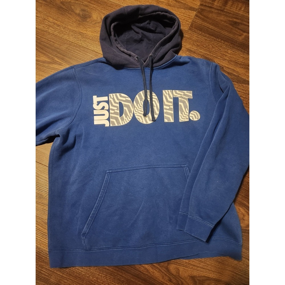 Men's Nike Sportswear "Just Do It" Hoodie‎ Blue Size 2XL Pullover Sweatshirt